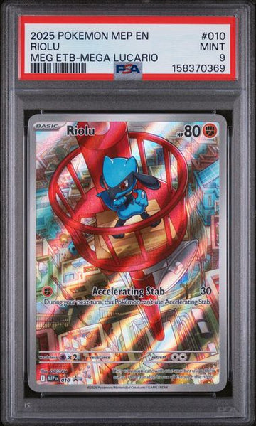 2025 POKEMON MEP EN-ME BLACK STAR PROMO #010 RIOLU MEG ETB-MEGA LUCARIO PSA 9