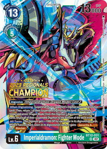 Imperialdramon: Fighter Mode (2023 Regionals Champion) [BT-12 - BT12-031 SR]