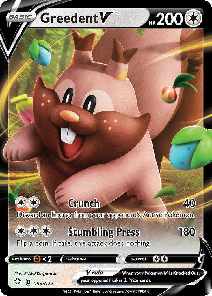 Greedent V 53 72 Shining Fates Holofoil