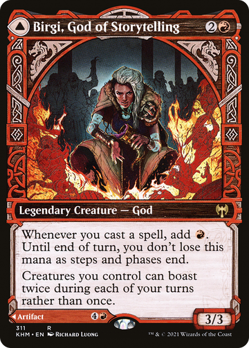 Birgi, God of Storytelling // Harnfel, Horn of Bounty (KHM-311) - Kaldheim: (Showcase) Foil