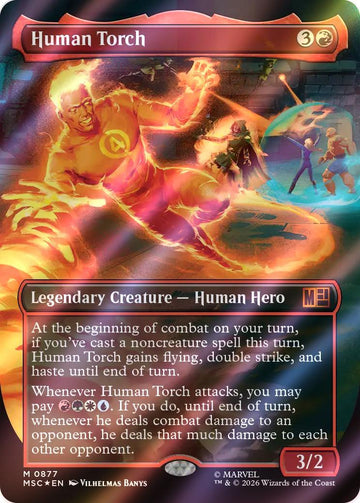 Human Torch [877] [Borderless] [Marvel Super Heroes: Commander] [Surge Foil]