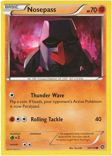 Nosepass - 54/114 - Common - XY Steam Siege (Square Cut Misprint)