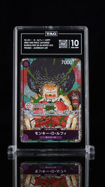 TAG 10 GEM MINT Japanese One Piece 2025 Monkey D. Luffy OP07-073 Card Games Fest