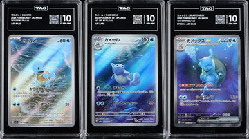 SET 3 TAG 10 Japanese Pokemon Squirtle Wartortle Blastoise 170 171 202/165 SV2a