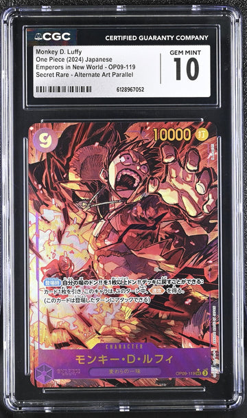 CGC 10 GEM MINT Japanese One Piece 2024 MONKEY D LUFFY OP09-119 ALT ART Parallel