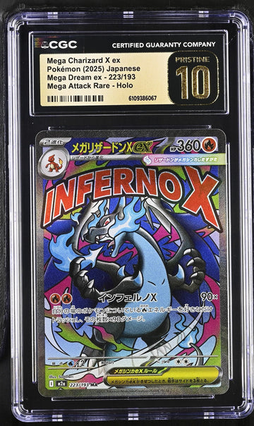 CGC 10 PRISTINE JAPANESE POKEMON 2025 Mega Charizard X ex 223/193 Mega Dream M2a
