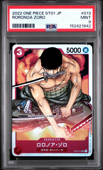 PSA 9 MINT JAPANESE ONE PIECE 2022 Roronoa Zoro ST01-013