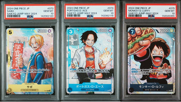 SET 3 PSA 10 GEM MINT JP ONE PIECE 2024 Luffy Ace Sabo P-073 P-074 P-075 JUMP