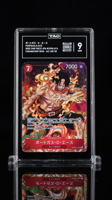 TAG 9 MINT JAPANESE ONE PIECE 2022 Portgas D. Ace OP02-013 Comic ALT ART