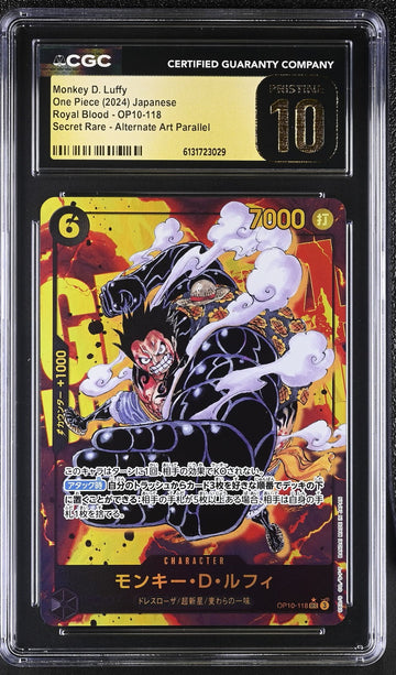 CGC 10 PRISTINE Japanese One Piece 2024 Monkey Luffy OP10-118 Parallel R. Blood