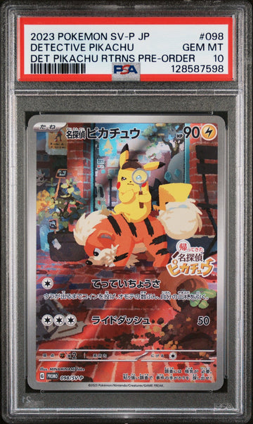 PSA 10 GEM MINT Japanese Pokemon 2023 Detective Pikachu 098/SV-P Detective PROMO