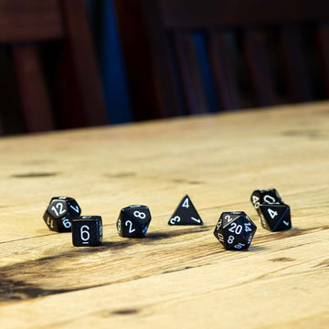 Chessex #25408 - Opaque Black / White Polyhedral (7ct)