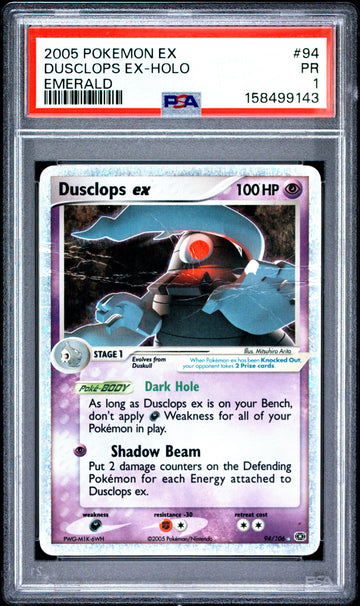 Dusclops Ex Holo PSA 1 2005 Pokemon #94 POP 13
