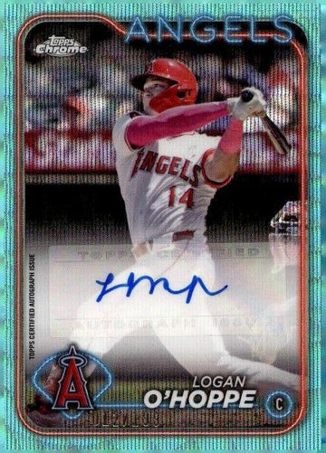 2024 Topps Chrome Update #AC-LO Logan O'Hoppe Auto Aqua Wave Refractors /199