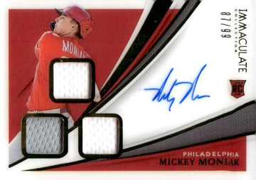 2021 Panini Immaculate #RTS-MM Mickey Moniak Rookie Triple PATCH AUTO /99 RC