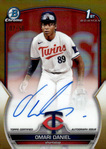 2023 Bowman Chrome #CPA-OD Omari Daniel Prospect Auto Gold Refractor #/50 1st RC