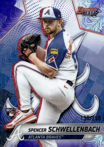 2025 Bowman's Best #68 Spencer Schwellenbach Purple Mojo Refractors #/250 RC