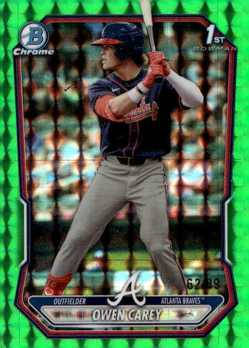 2026 Bowman #BP-69 Owen Carey Prospects Green #/99 RC 1st