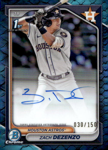 2024 Bowman Chrome #CPA-ZD Zach Dezenzo Prospect Auto Reptilian Blue /150 RC 1st
