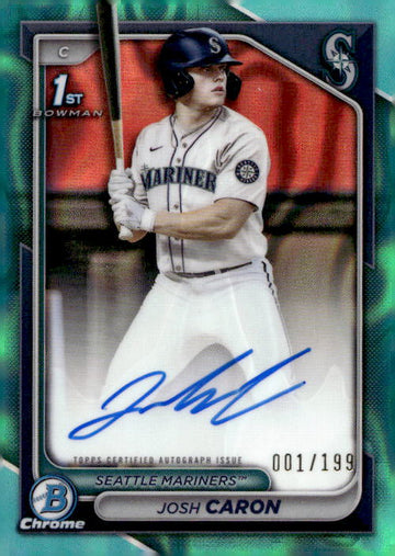 2024 Bowman Draft #CPA-JCA Josh Caron Prospect Auto Aqua Lava /199 RC 1st