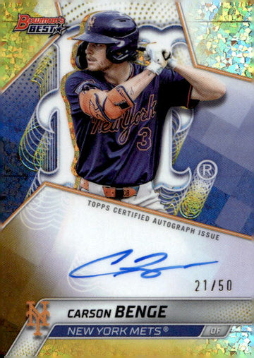 2025 Bowman's Best #B25-CBE Carson Benge Best of 2025 Auto Gold Mini Diamond /50