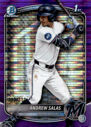 2025 Bowman Chrome #BCP-156 Andrew Salas Prospects Purple Geometric /250 RC 1st
