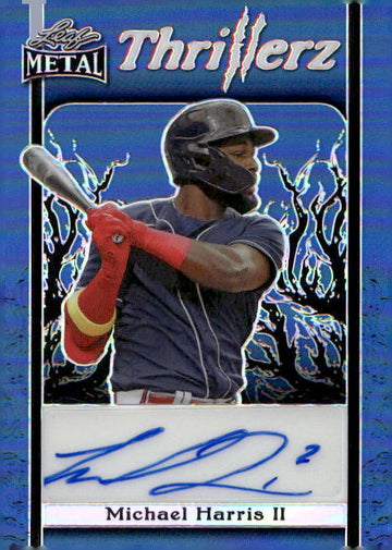 2023 Leaf Metal #T-MH1 Michael Harris II Thrillerz Autographs Blue Prismatic