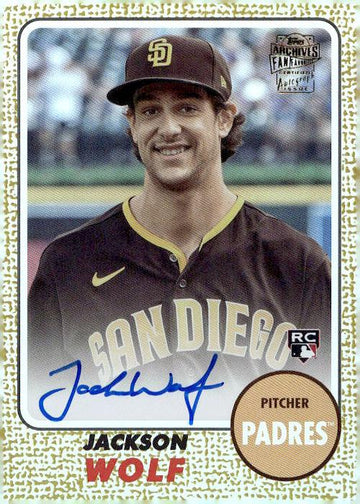 2024 Topps Archives #68FF-JW Jackson Wolf Fan Favorites Auto Gold Foilboard /50