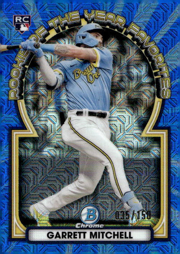 2023 Bowman #ROYF-7 Garrett Mitchell Rookie of the Year Mojo Blue RC /150