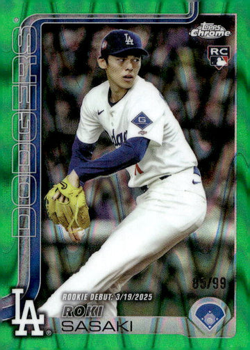 2025 Topps Chrome Update #USC73 Roki Sasaki Green Lava Refractors #/99