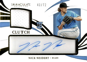 2021 Panini Immaculate #CCR-NN Nick Neidert Clearly Clutch Rookie Patch /72
