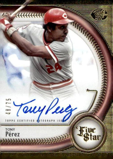 2025 Topps Five Star #FSA-TP Tony Pérez Base Autographs Aqua #/75