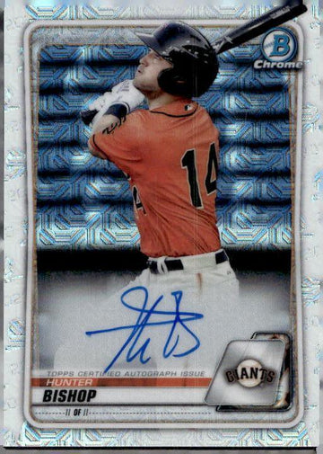 2020 Bowman Chrome #BCMA-HB Hunter Bishop Prospect Autographs Mojo Refractor
