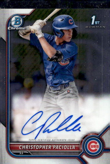 2022 Bowman Draft #CDA-CPA Christopher Paciolla Chrome Draft Pick Auto RC 1st