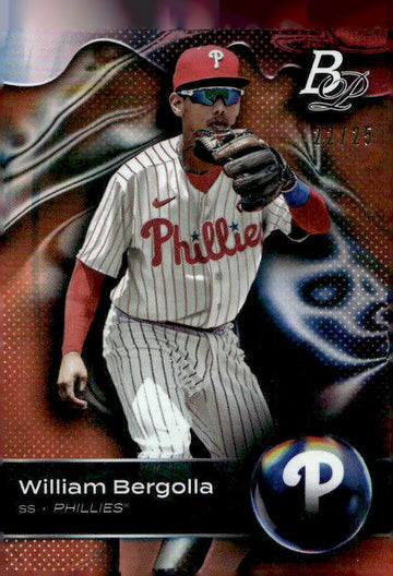 2023 Bowman Platinum #TOP-55 William Bergolla Top Prospects Orange #/25