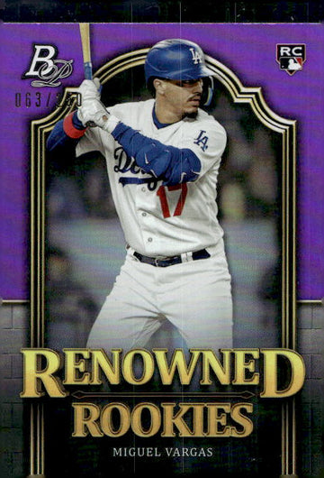 2023 Bowman Platinum #RR-8 Miguel Vargas Renowned Rookies Purple #/250