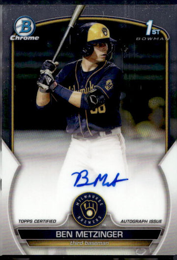 2023 Bowman Chrome #CPA-BM Ben Metzinger Prospect Autographs