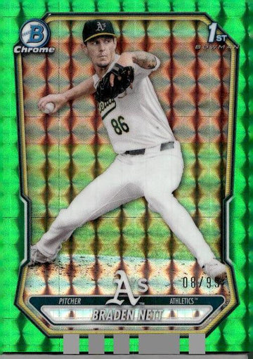 2026 Bowman #BCP-137 Braden Nett Chrome Prospects Green Shimmer Refractor #/99