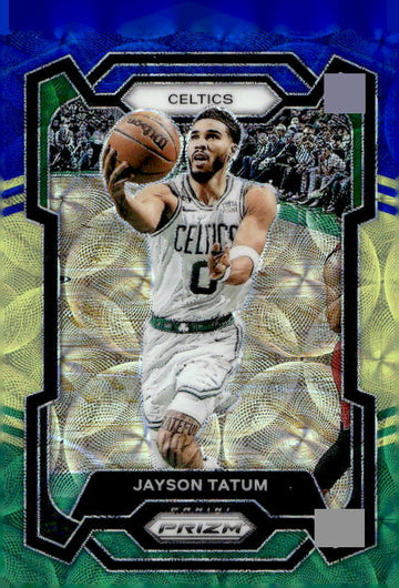 2023-24 Panini Prizm #2 Jayson Tatum Prizms Choice Blue Yellow and Green
