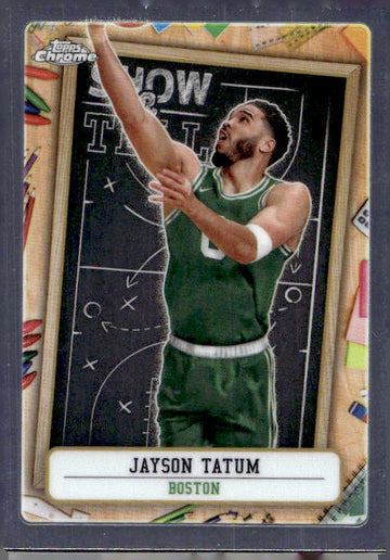 2024-25 Topps Chrome #ST-10 Jayson Tatum Show and Tell Pink Refractor