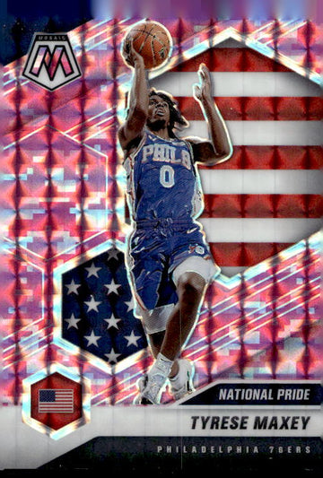 2020-21 Panini Mosaic #259 Tyrese Maxey Mosaic Camo Pink
