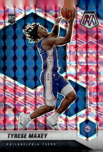 2020-21 Panini Mosaic #203 Tyrese Maxey Mosaic Camo Pink