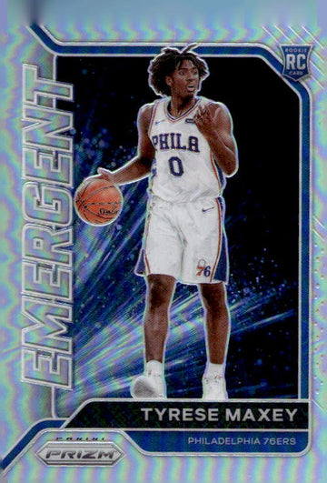 2020-21 Panini Prizm #24 Tyrese Maxey Emergent Prizms Silver