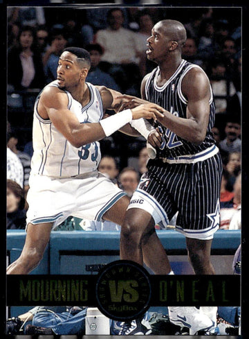 1993-94 SkyBox Premium #SS3 Alonzo Mourning / Shaquille O'Neal Showdown Series