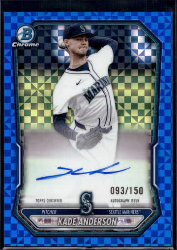 2026 Bowman #CPA-KAN Kade Anderson Chrome Prospect Auto Blue Checkerboard /150