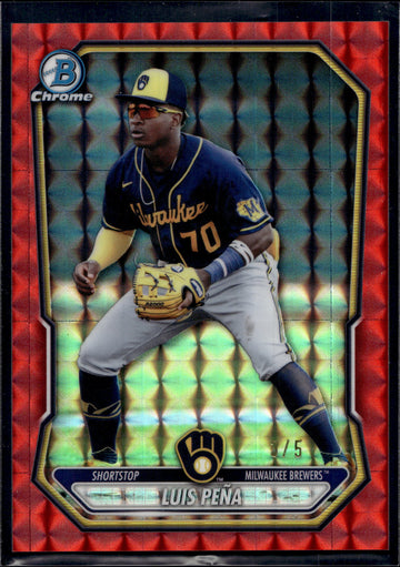 2026 Bowman #BCP-120 Luis Peña Chrome Prospects Red Geometric Refractor #/5