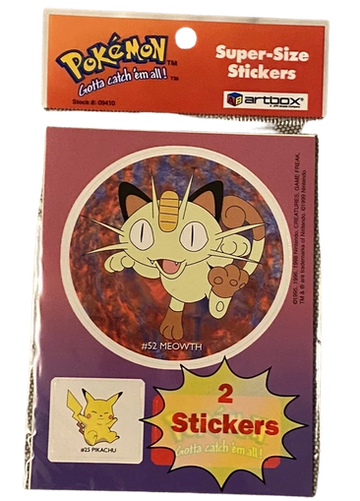 1998 Artbox Pokemon Meowth Super Size Stickers : Charmander, Horsea and Pidgeotto