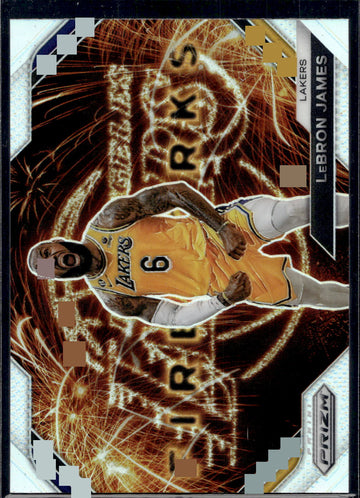 2023-24 Panini Prizm #3 LeBron James Fireworks Prizms Silver