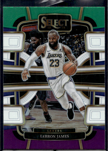 2023-24 Panini Select #66 LeBron James Green White Purple Prizms
