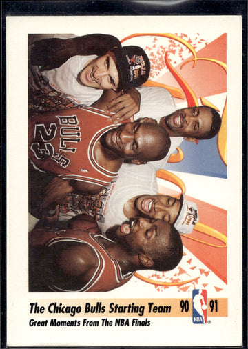 1991-92 SkyBox #337 The Chicago Bulls Starting Team